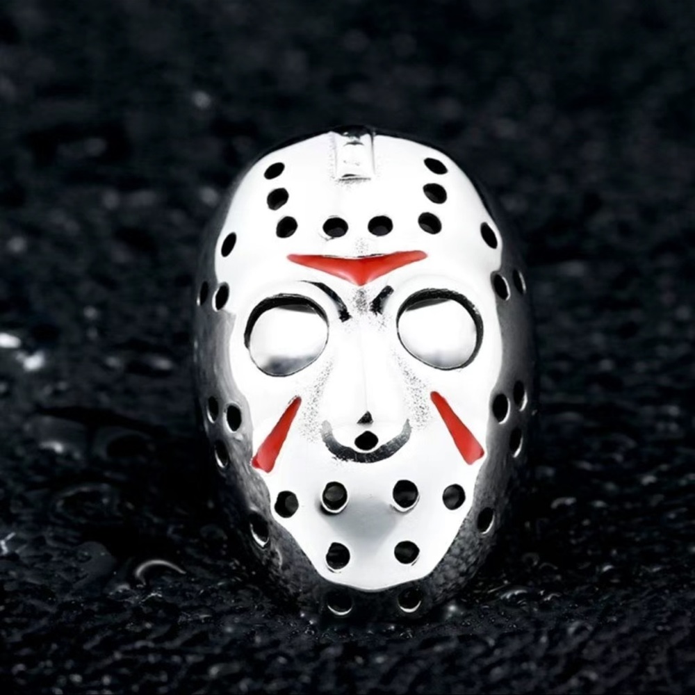 🔖 CLEARANCE 🔖 NWT👺 STAINLESS STEEL FRIDAY THE 13TH JASON HOCKEY MASK RING Mens 9 - Picture 8 of 9